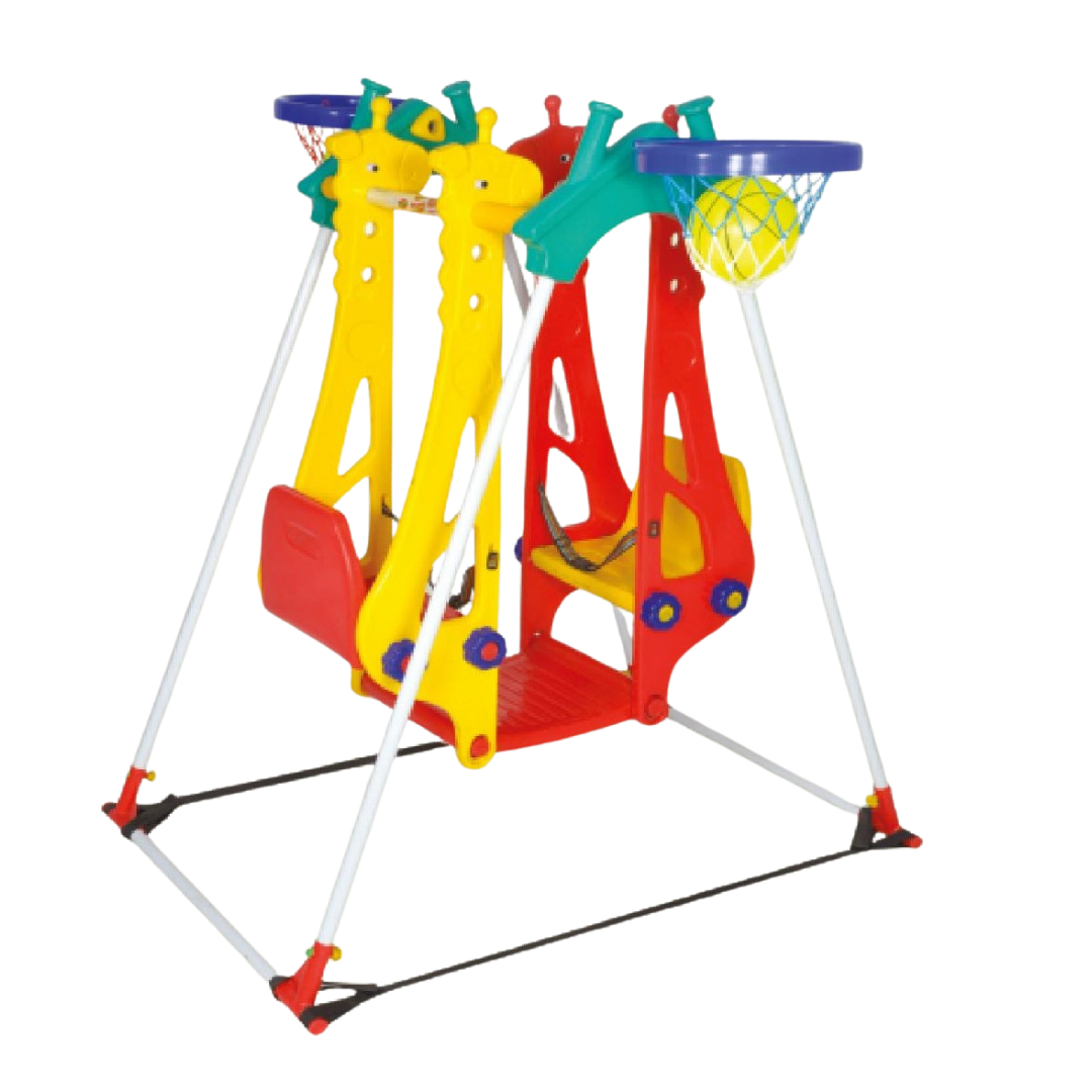 Giraffe Double Swing With Slide Basket Ball